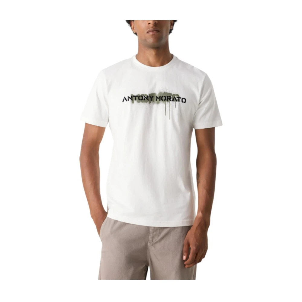 Antony Morato Men's White Painted T-Shirt - T-Shirts - 2XL - Tops