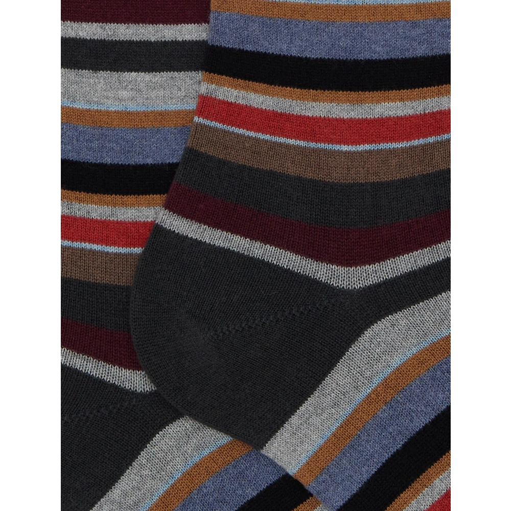 Gallo Lange grijze katoenen sokken voor heren met veelkleurige microstrepen Multicolor Heren