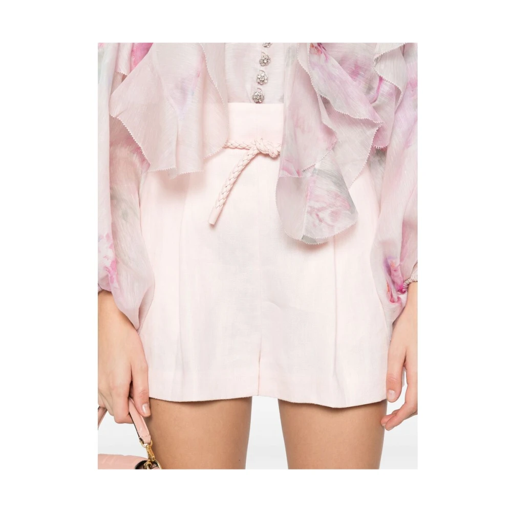 Zimmermann Lichtroze Geplooide Shorts Pink Dames