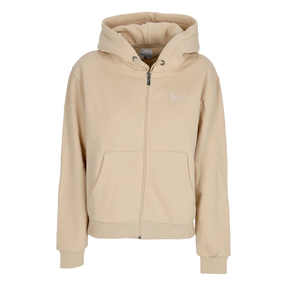 Karl Kani Women's Beige Essential Zip Hoodie With Side Pockets