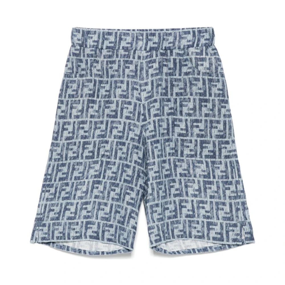 Fendi Boys Blue Junior Bermuda Shorts Multicolor Logo - Shorts - 14 Y - Kids
