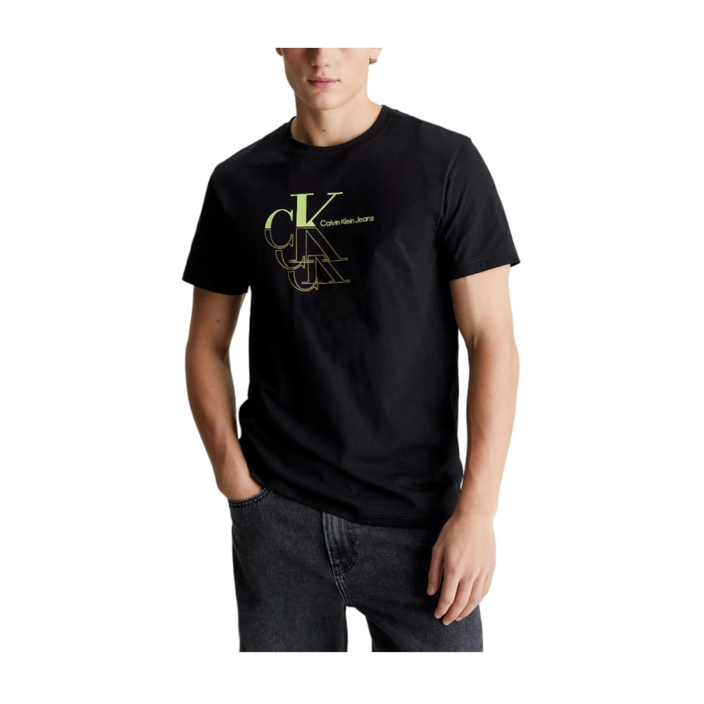 Calvin Klein Monogram Echo Grafische T-shirt Black Heren