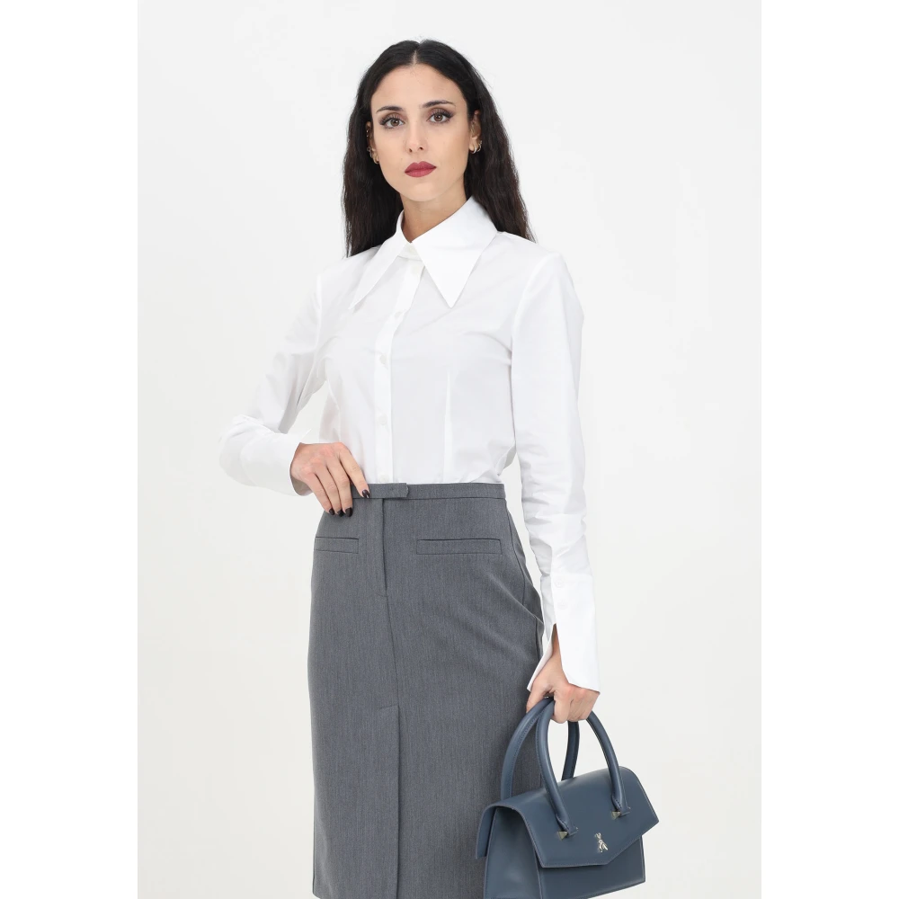 PATRIZIA PEPE Wit overhemd met lange mouwen Chic Style White Dames