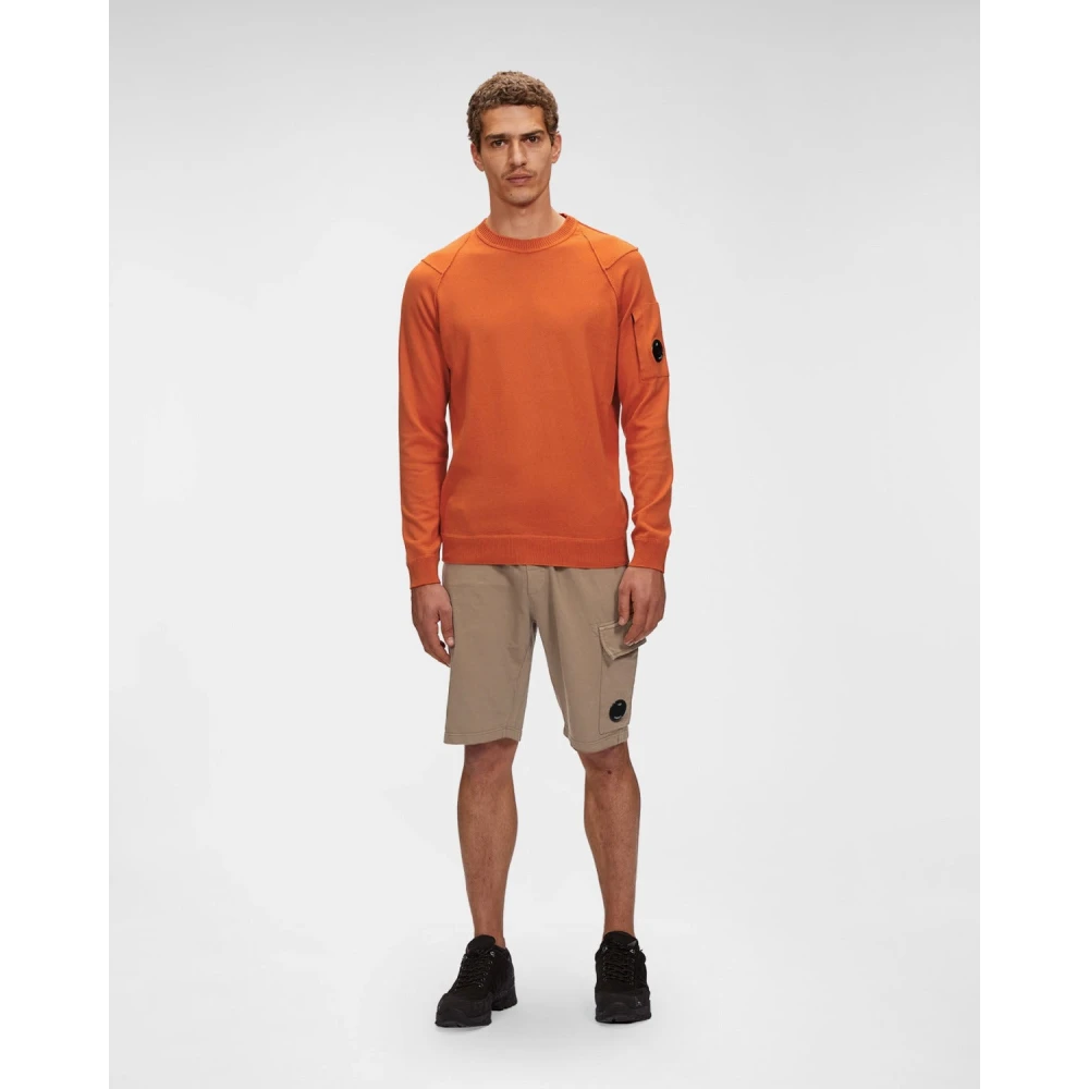 C.P. Company Lichte Fleece Shorts met Lens Detail Beige Heren