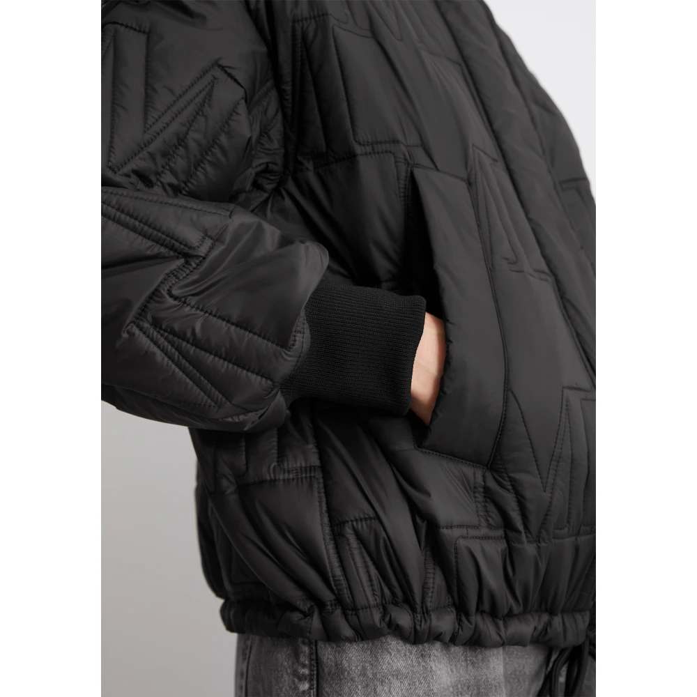 Marc O'Polo Logo gewatteerd jack relaxed Black Dames