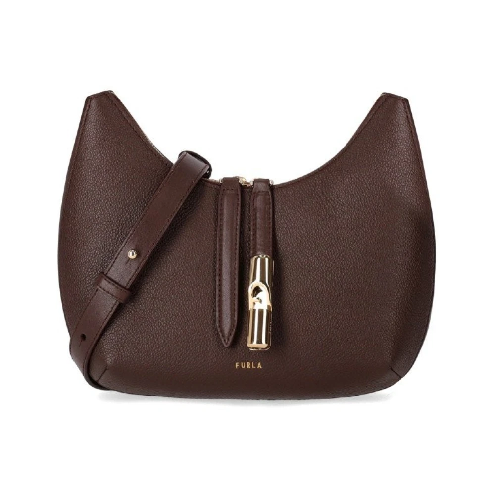Furla Chocoladebruine Crossbody Tas met Cilinderlogo Brown Dames