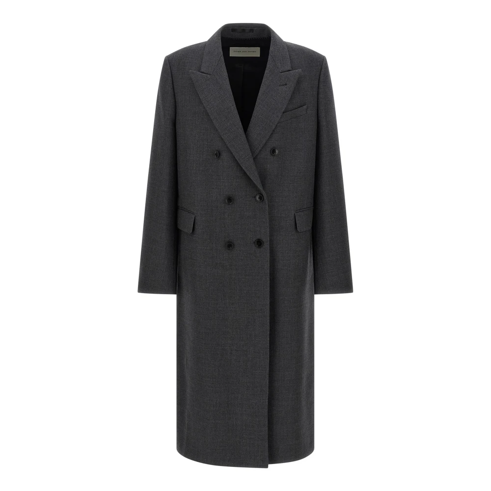 Dries Van Noten Men's Gray Double-Breasted Coat