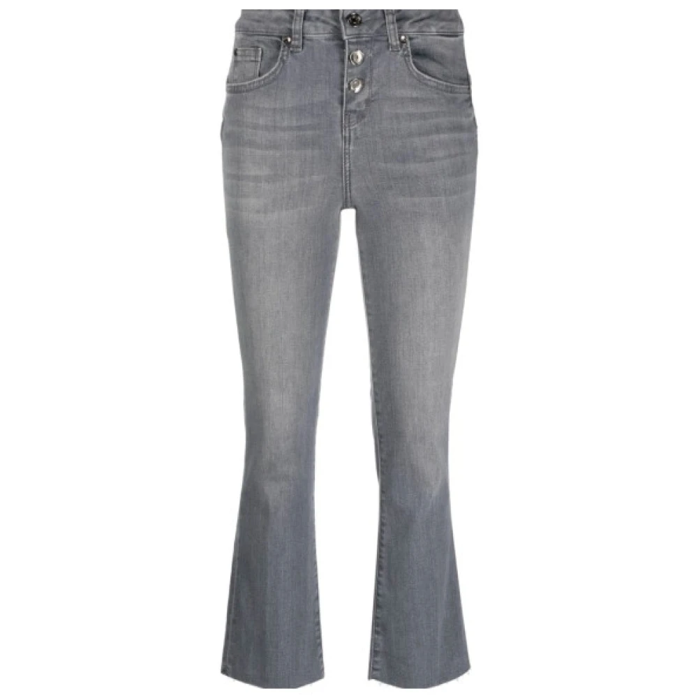 Liu Jo Vrouw Grijs Hoge Taille Crop Flare Jeans