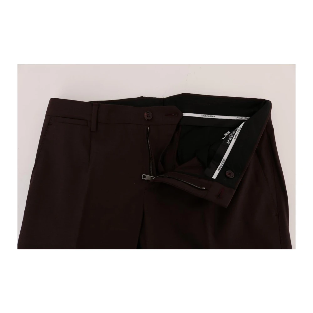 Dolce & Gabbana Paarse Wol Stretch Slim Fit Broek Black Heren