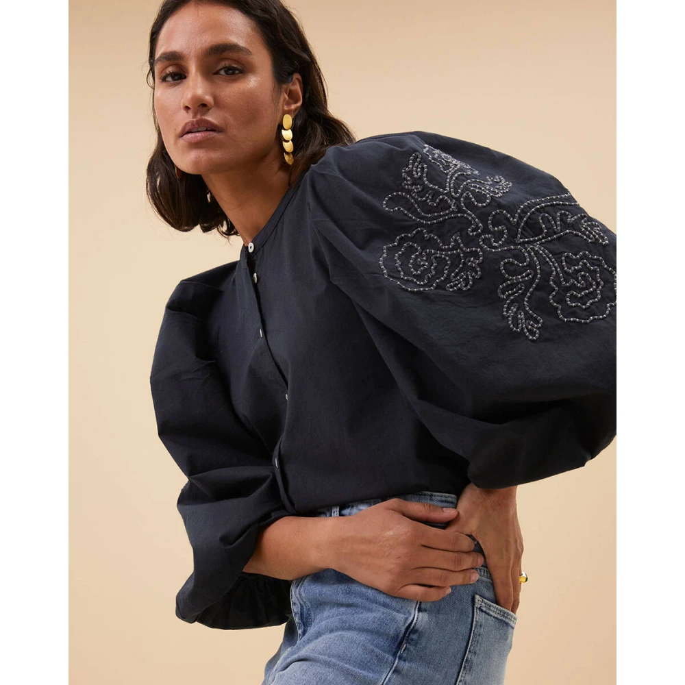 By-Bar Ziggy Lange Mouw Blouse Blue Dames