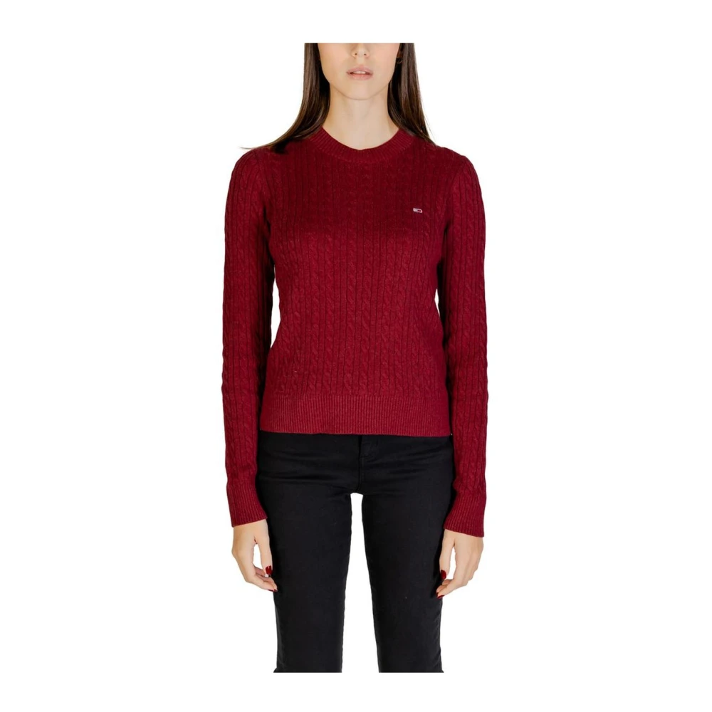 Tommy Jeans Katoenen Gebreide Trui Dames Herfst Winter Collectie Red Dames