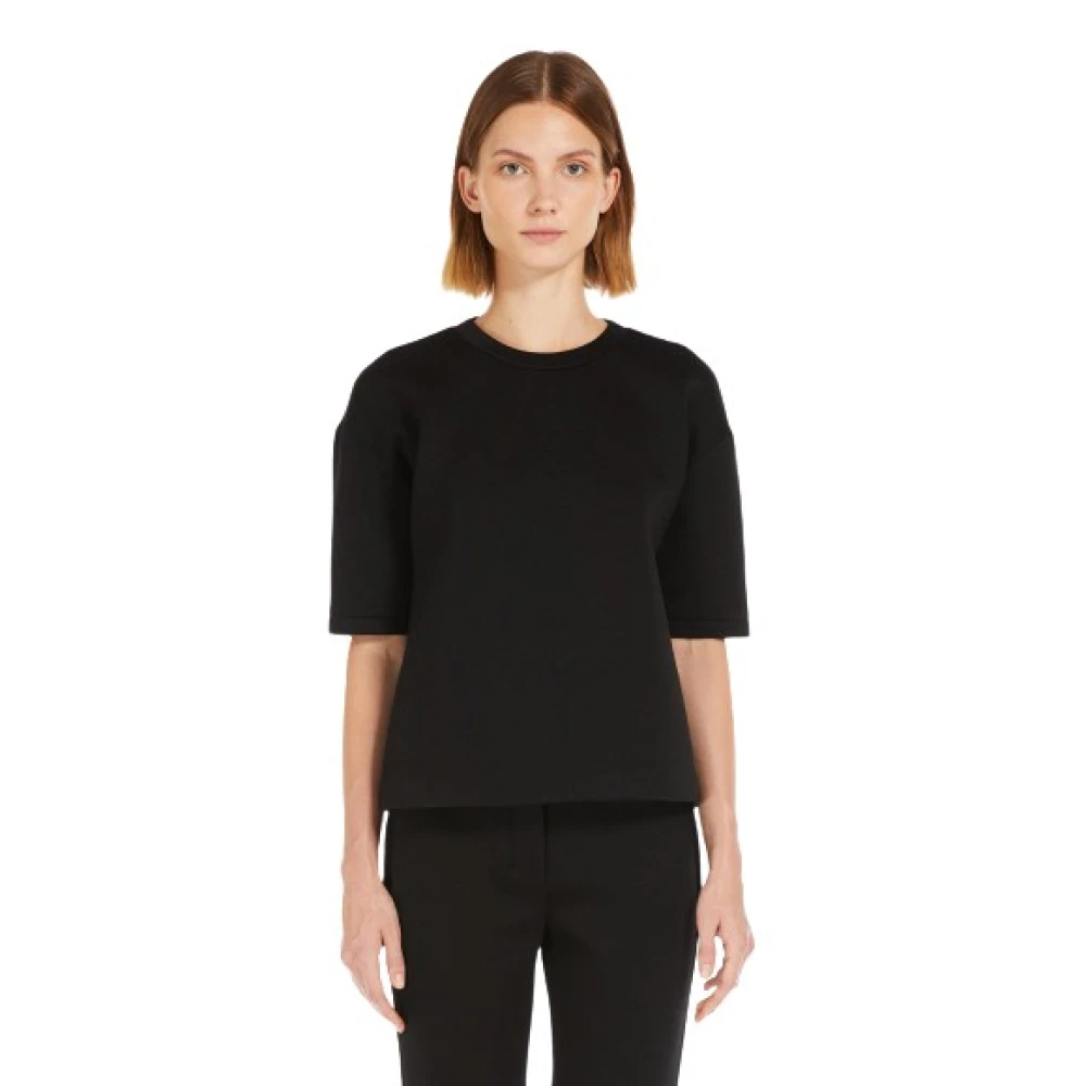 Max Mara Zachte Jersey Crewneck T-shirt Black Dames