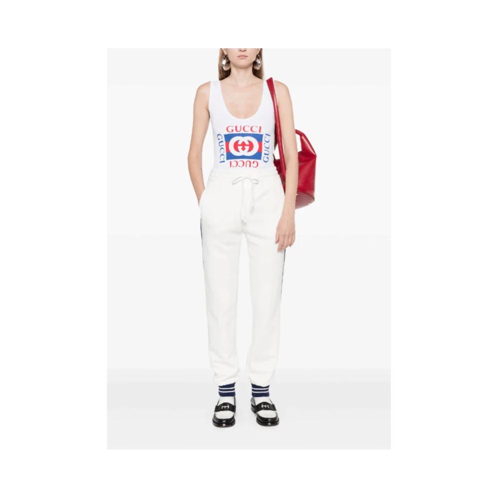 Gucci Rib Katoenen Tanktop met Print White Dames