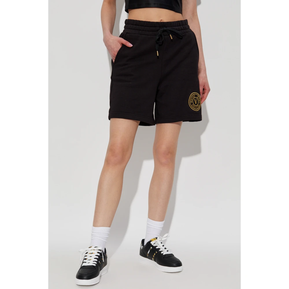 Versace Jeans Couture Shorts met geborduurd logo Black Dames