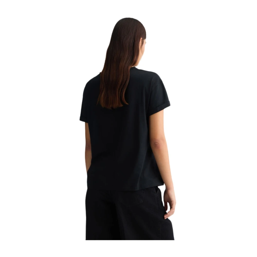 Liu Jo Katoenen T-shirt met korte mouwen en strass-opschrift Black Dames