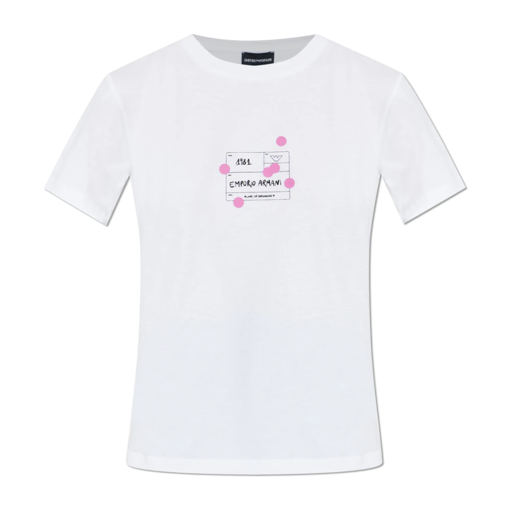 Emporio Armani Vit Asv Jersey T-Shirt Med Örntryck