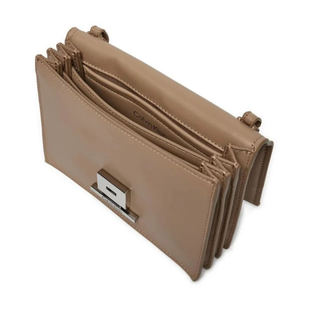 Calvin Klein Linear Crossbody Tas voor Vrouwen Beige Dames