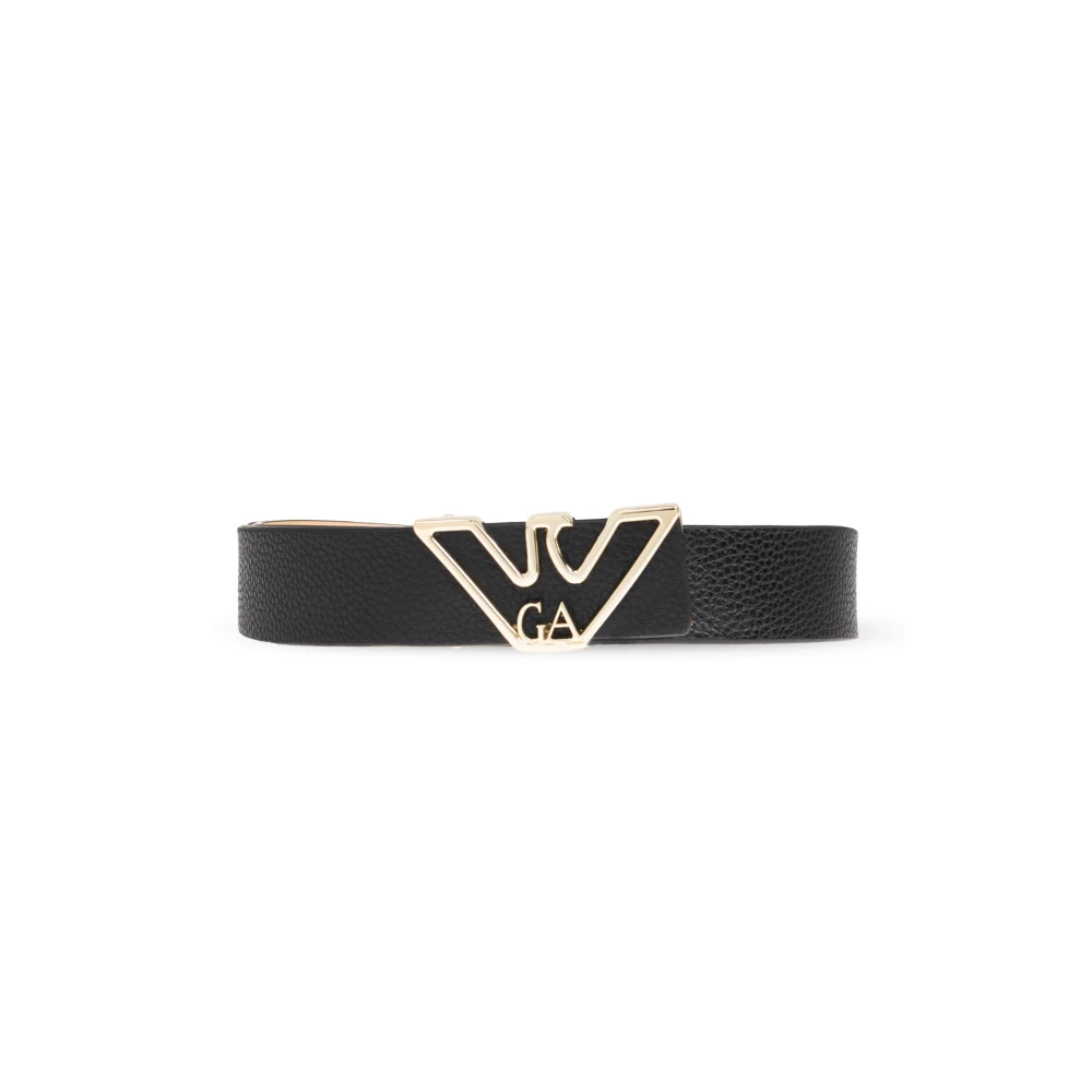 Emporio Armani Leren riem Black Dames