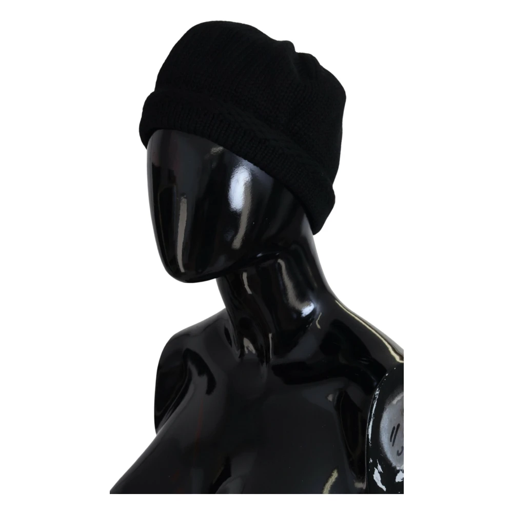 Dolce & Gabbana Luxe Zwarte Gebreide Beanie Muts Black Dames