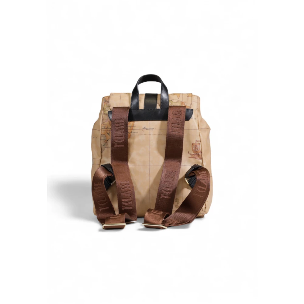 Alviero Martini 1a Classe Stijlvolle Leren en Katoenen Tote Tas Beige Dames