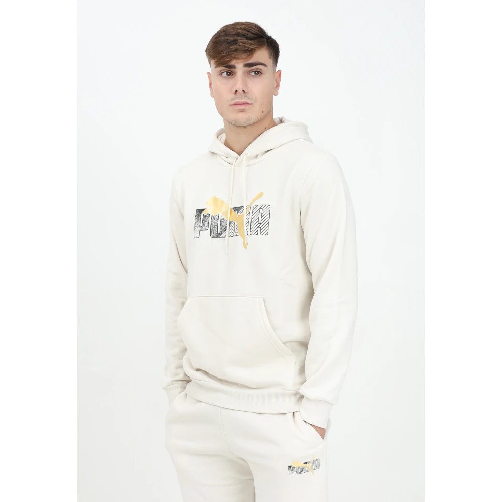 Puma Hoodie met Logo Print White Heren