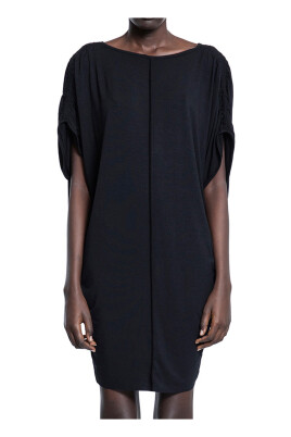 black-boat-neck-ruched-sleeve-top