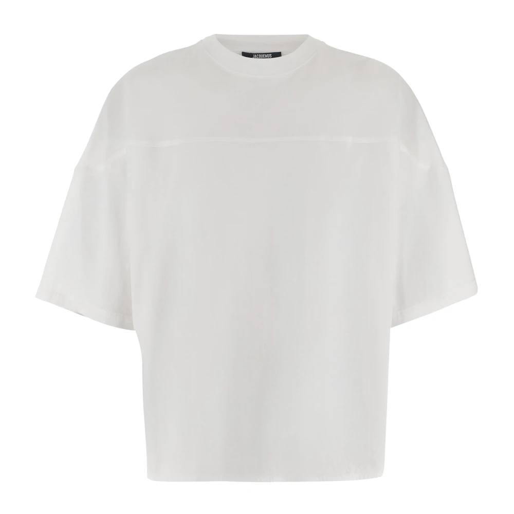 Jacquemus White T-Shirts, Male, L, Cotton T-Shirt With Back Logo