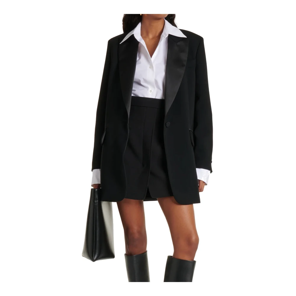 Max Mara Zwart Tuxedo Jas Elegant Chic Stijl Black Dames