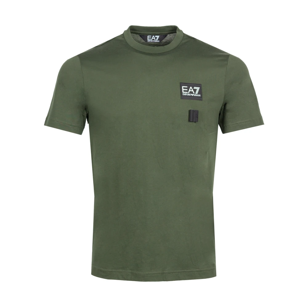 Emporio Armani EA7 Groen Logo-Patch Katoenen T-Shirt Green Heren