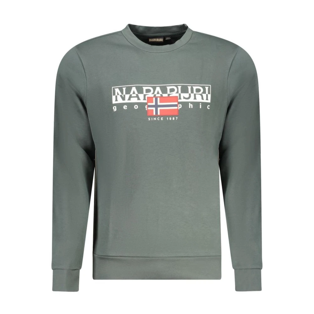 Napapijri Groene Logo Print Katoenen Sweatshirt Green Heren