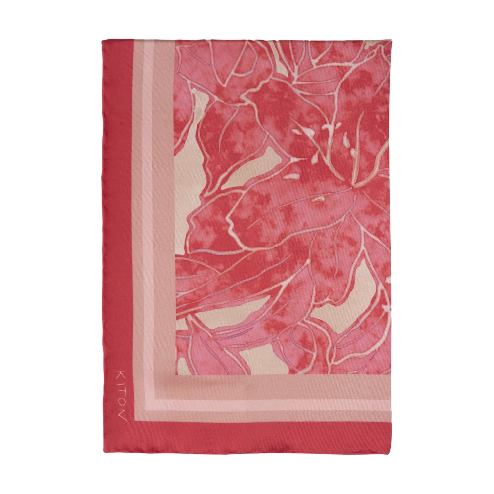 Kiton Zijden sjaal met bloemenprint Pink Dames