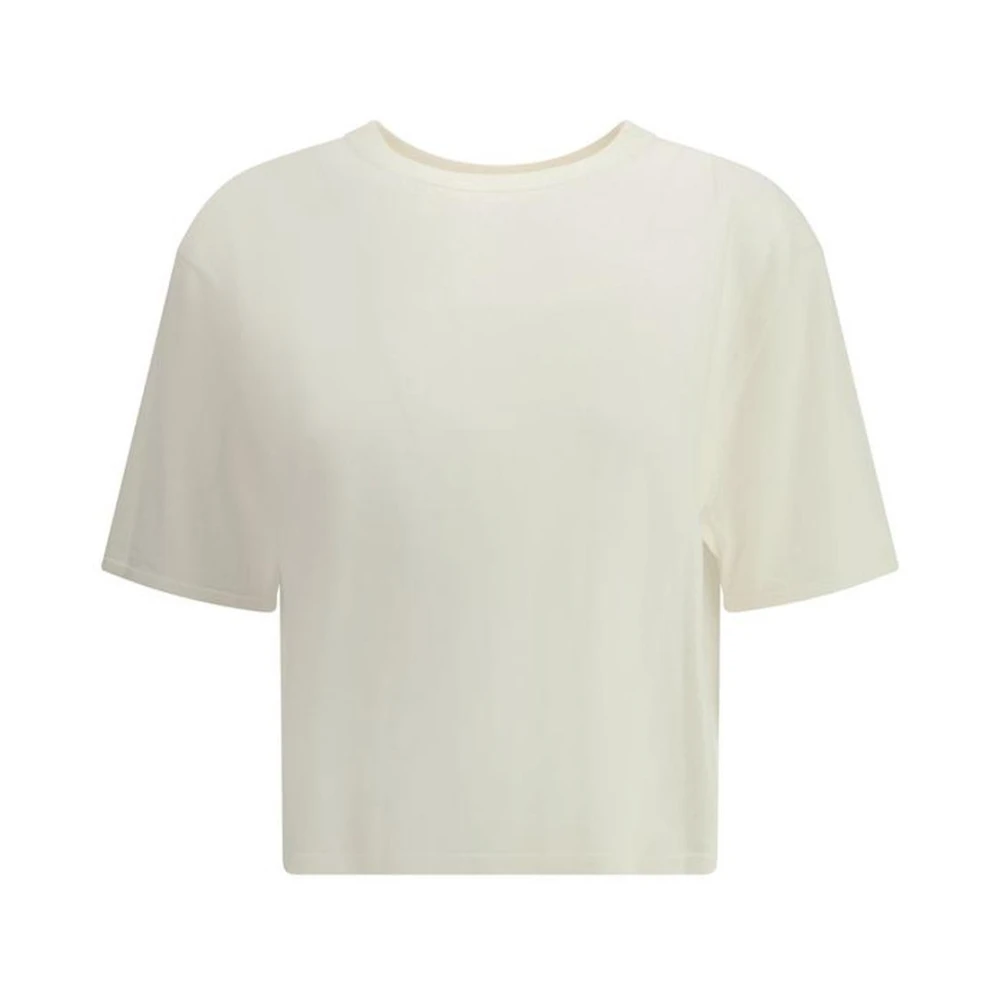 Lisa Yang Geribbelde Crew Neck Katoenen T-shirt White Dames