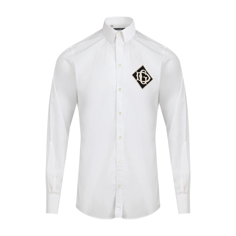 Dolce & Gabbana Geborduurd Relief Shirt White Heren