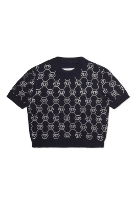 Stickad topp med monogram