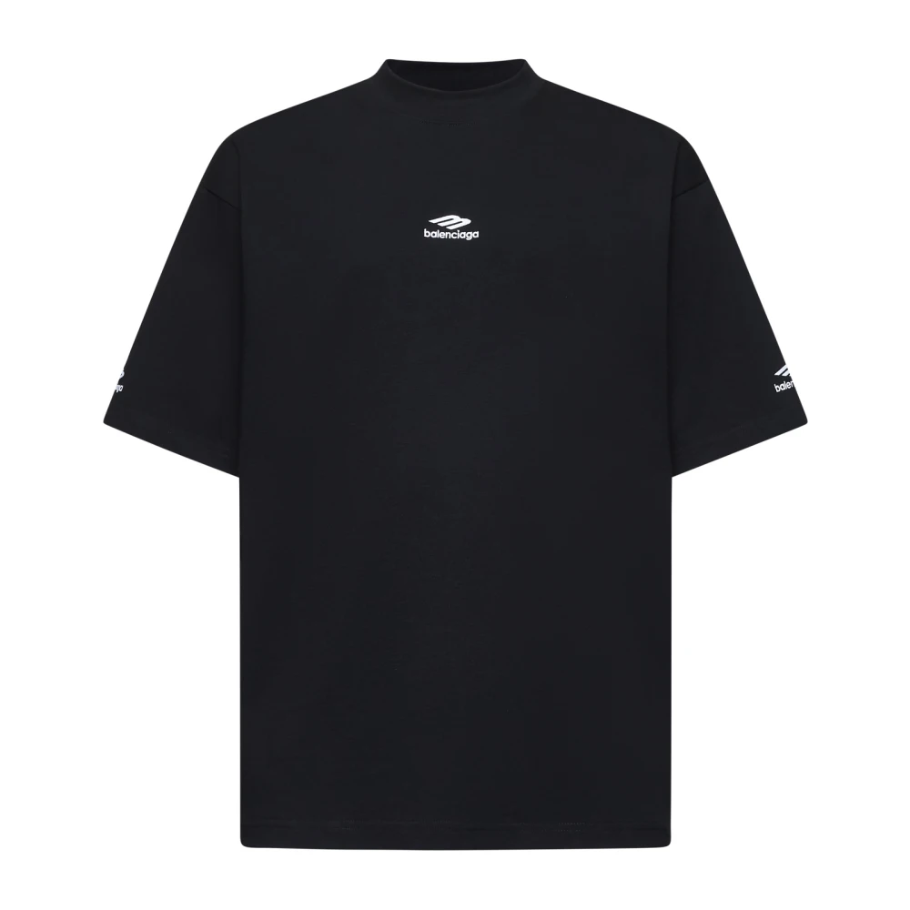 Balenciaga Zwarte Ski Katoenen T-shirt met Logo Black Heren
