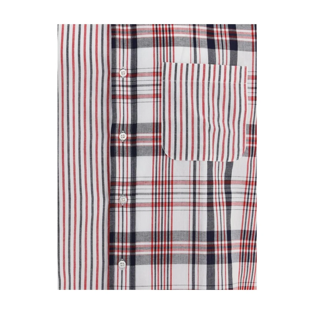 Thom Browne Gestreept Patchwork Overhemd Korte Mouw Multicolor Heren