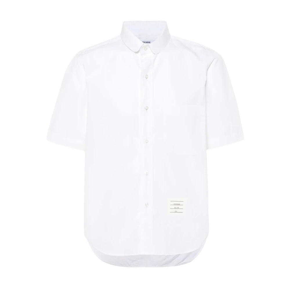 Thom Browne Witte Poplin Overhemd met RWB Streep White Heren