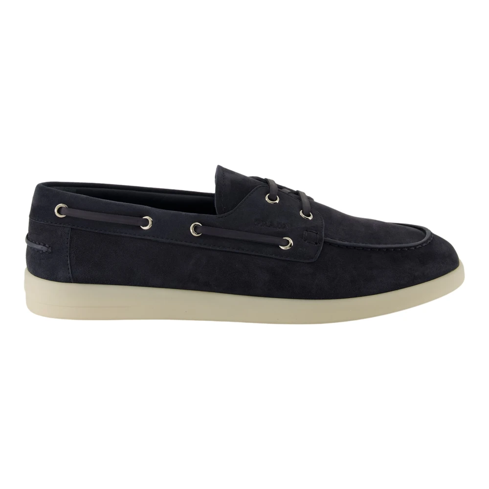 Prada Men's Blue Suede Moccasins - Boat Shoes - 9 Uk - Shoes