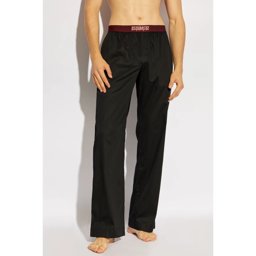 Dsquared2 Pyjamabroek met logo Black Heren