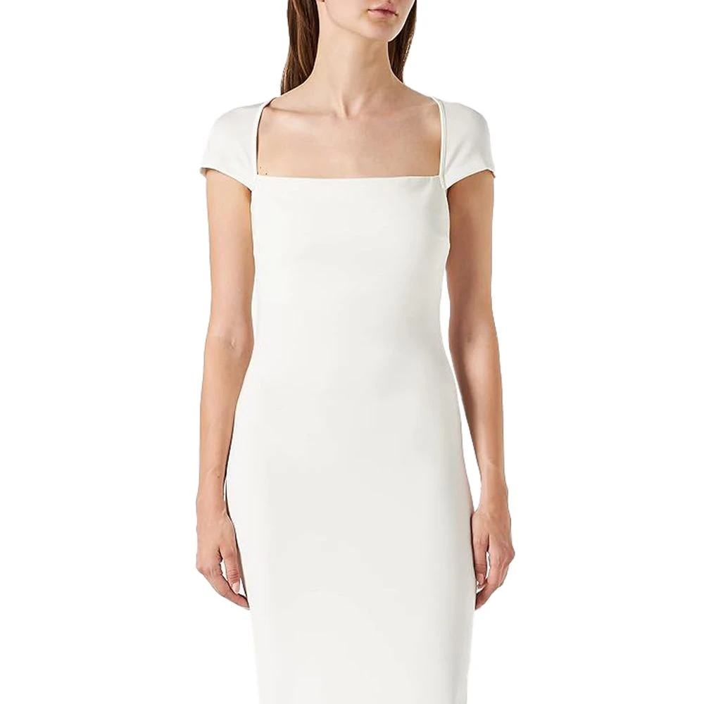 pinko Soepel neopreen jurk met vierkante halslijn White Dames