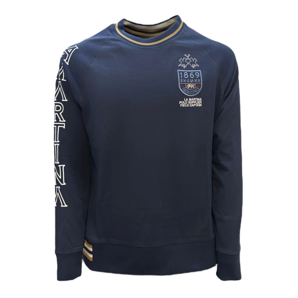 LA MARTINA Katoenen sweatshirt met voorlogo Blue Heren