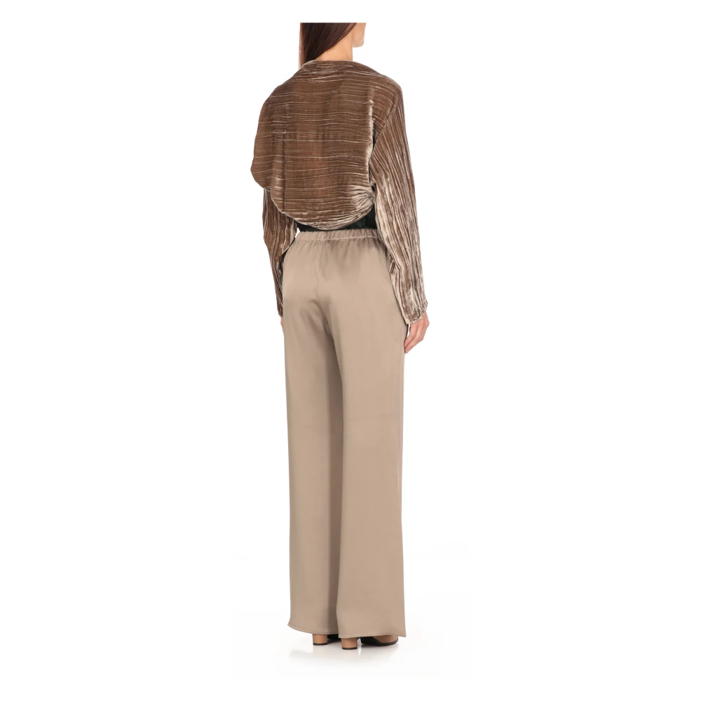 Antonelli Firenze Beige Velvet Shawl Sweaters Beige Dames