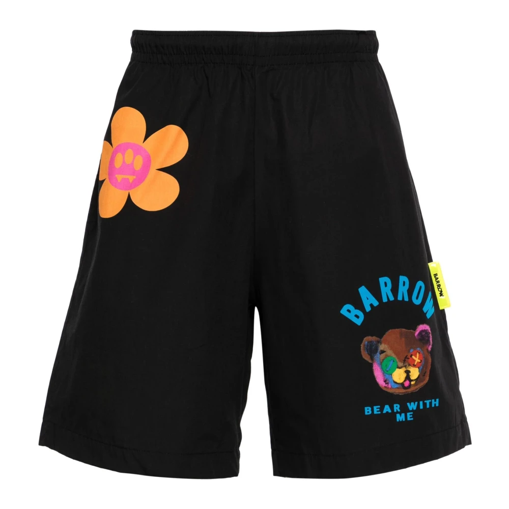Barrow Zwarte Bloemen Bermuda Shorts Black Heren