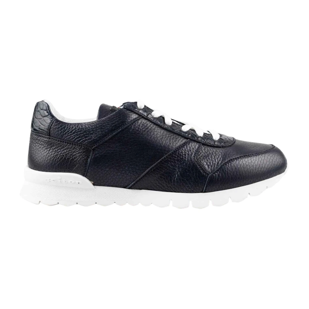 Kiton Leren Suède en Leren Krokodil Sneakers Heren Schoenen Blauw