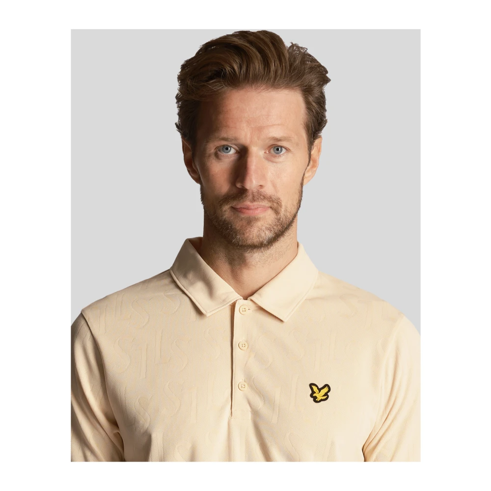 Lyle & Scott Monogram Jacquard Polo Shirt Beige Heren