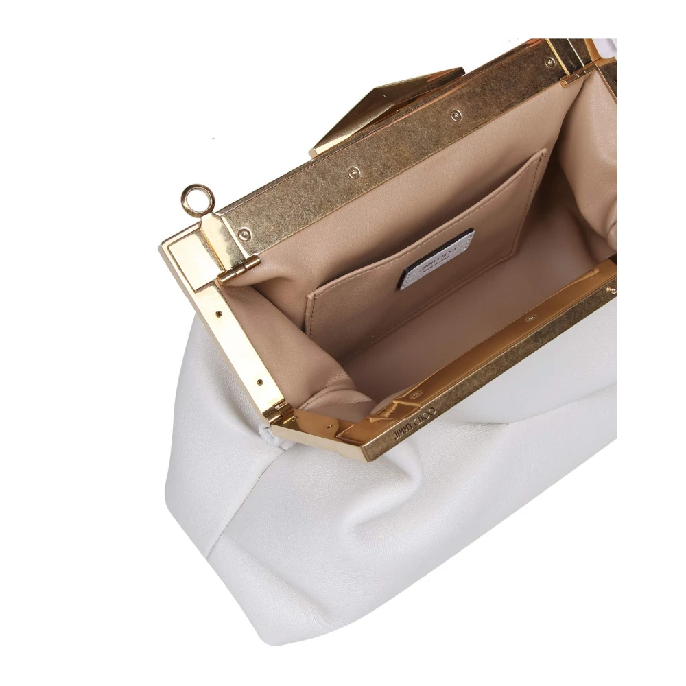 Jimmy Choo Melkwitte Leren Frame Clutch Tas Gray Dames