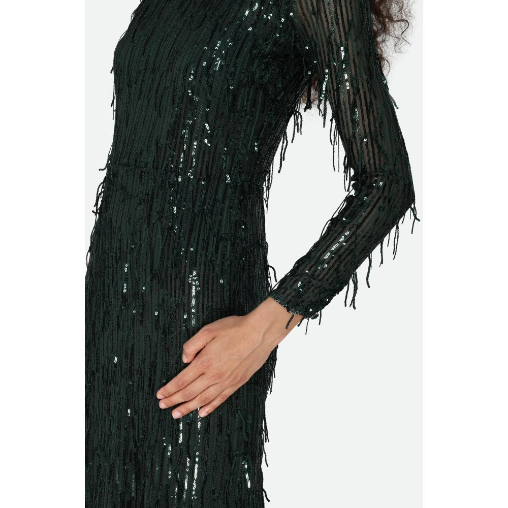 Guess Paillet Lange Mouw Jurk Zwart Black Dames