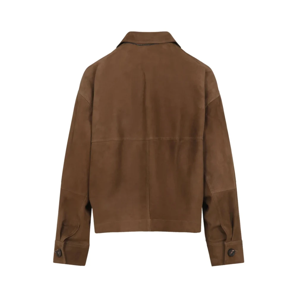 BRUNELLO CUCINELLI Bruine Knop Outerwear met Zakken Brown Dames