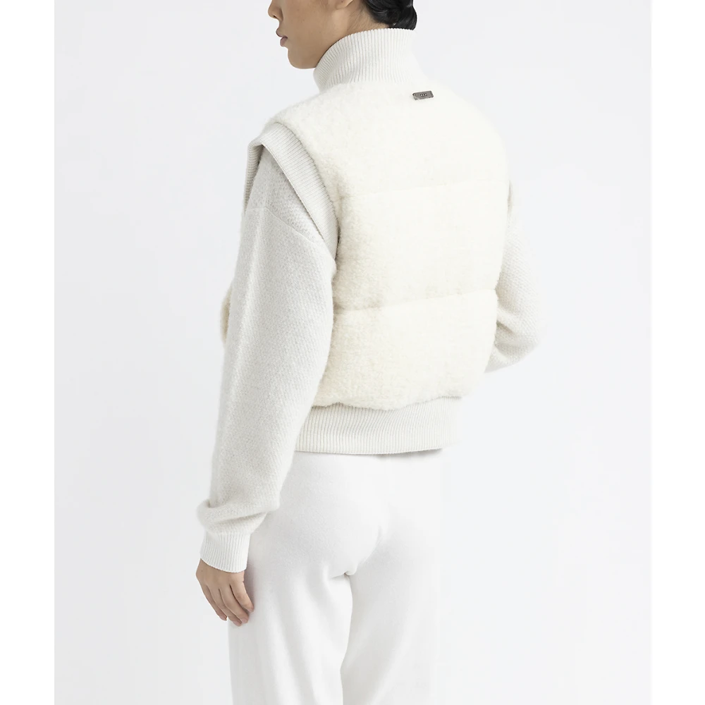 PESERICO Wollen en alpacadons gilet White Dames