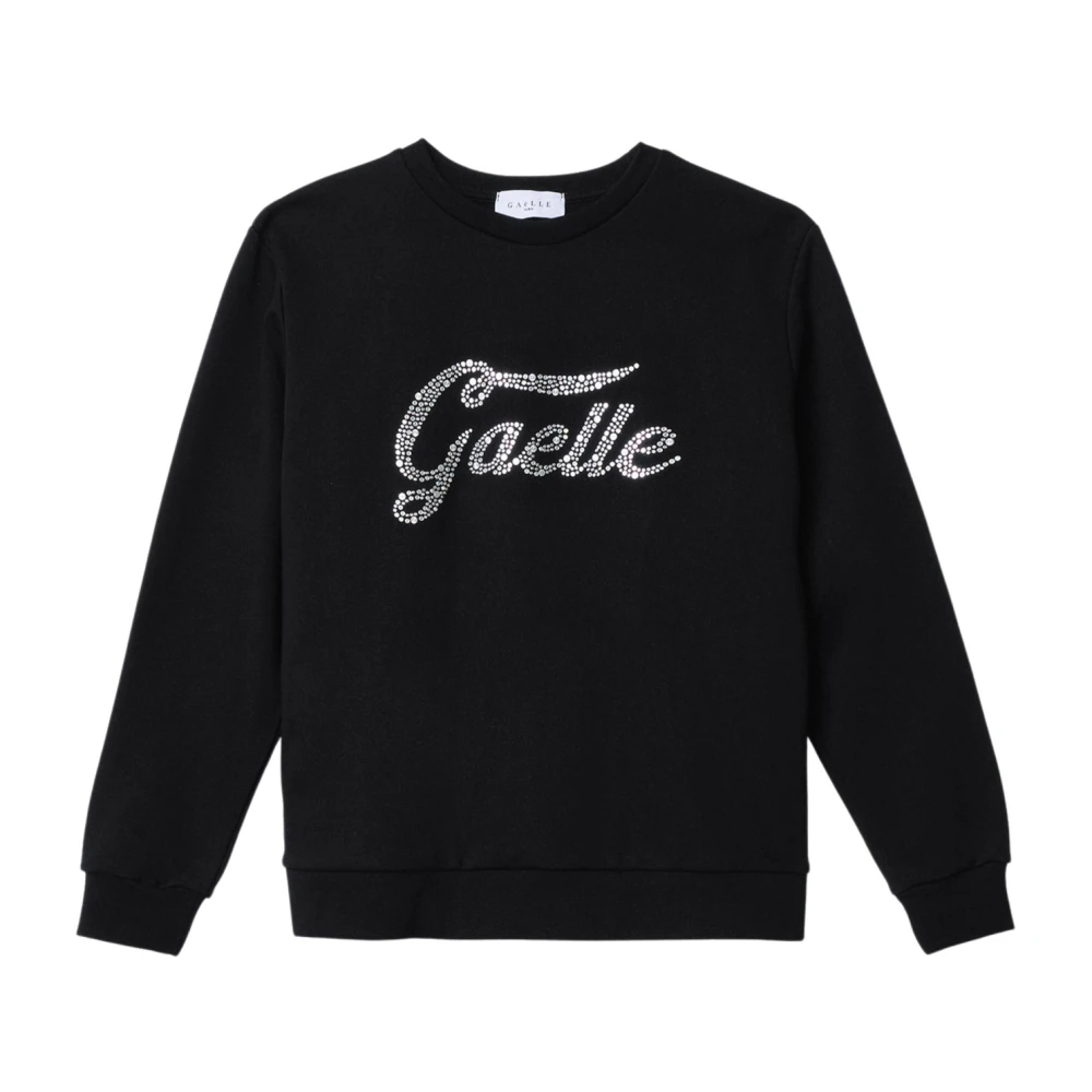 Gaëlle Paris Black Front Logo Sweatshirt With Back Opening - Female - Sweatshirts - M - Sweatshirts & Hoodies